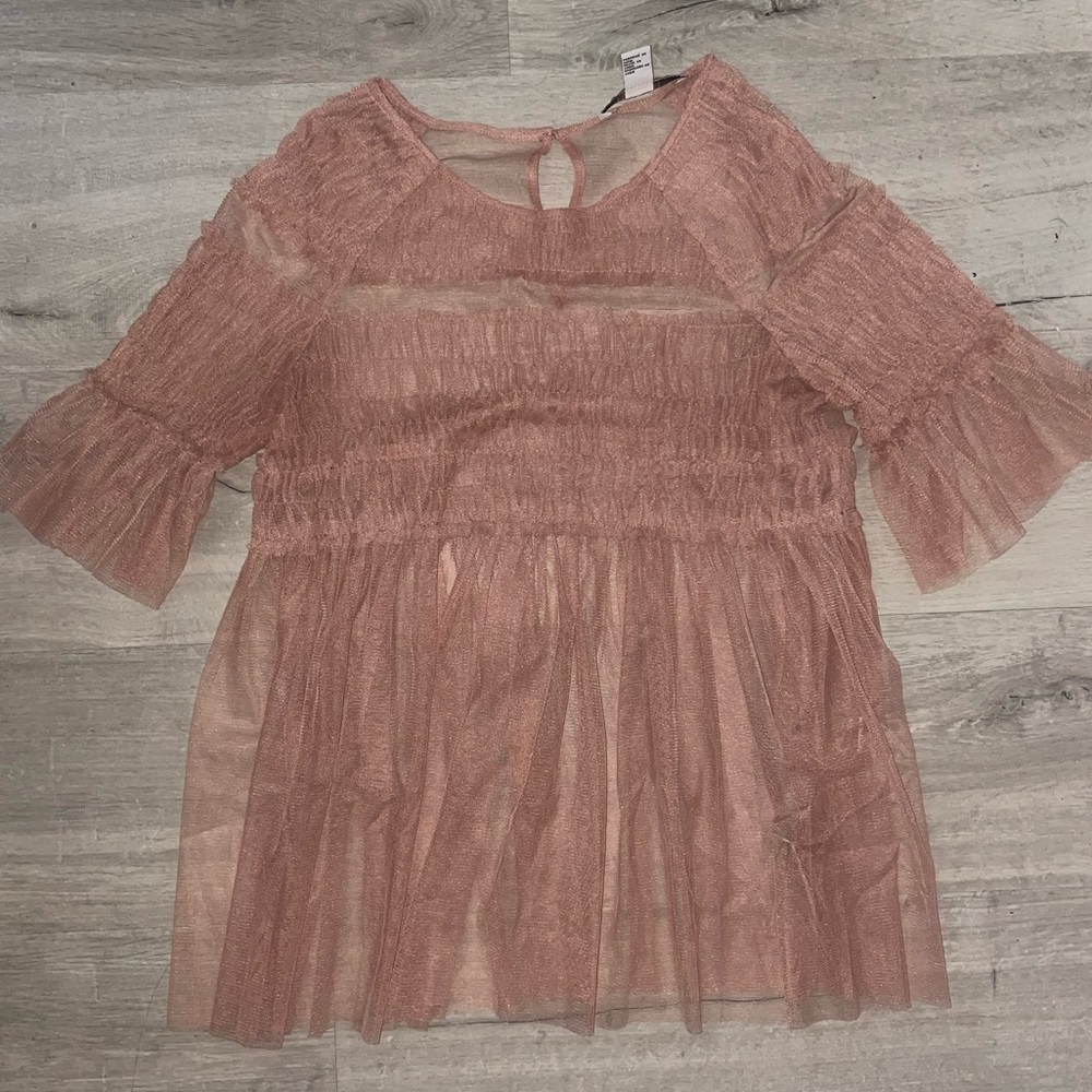 Light pink sheer drill top